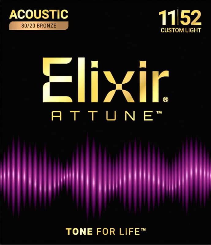 Elixir Strings Attune 80/20 Bronze Acoustic Guitar Strings - .011-.052 Custom Light image 1