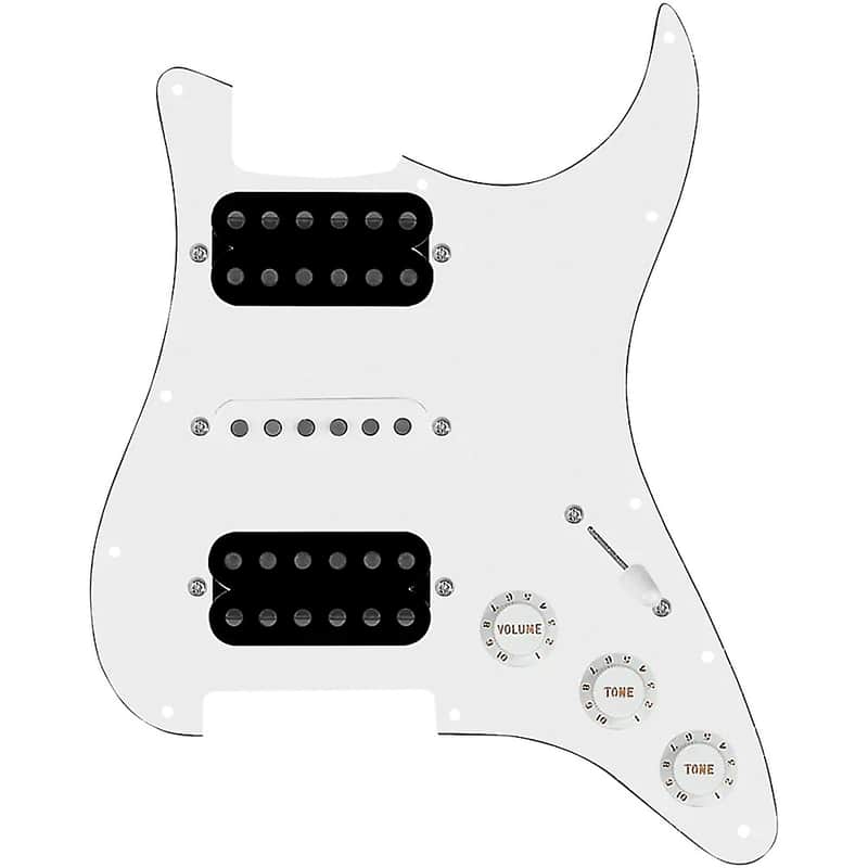 920D Custom HSH Loaded Pickguard for Stratocaster With Uncovered Smoothie Humbuckers, White Texas Vintage Pickups and S5W-HSH Wiring Harness Regular White image 1