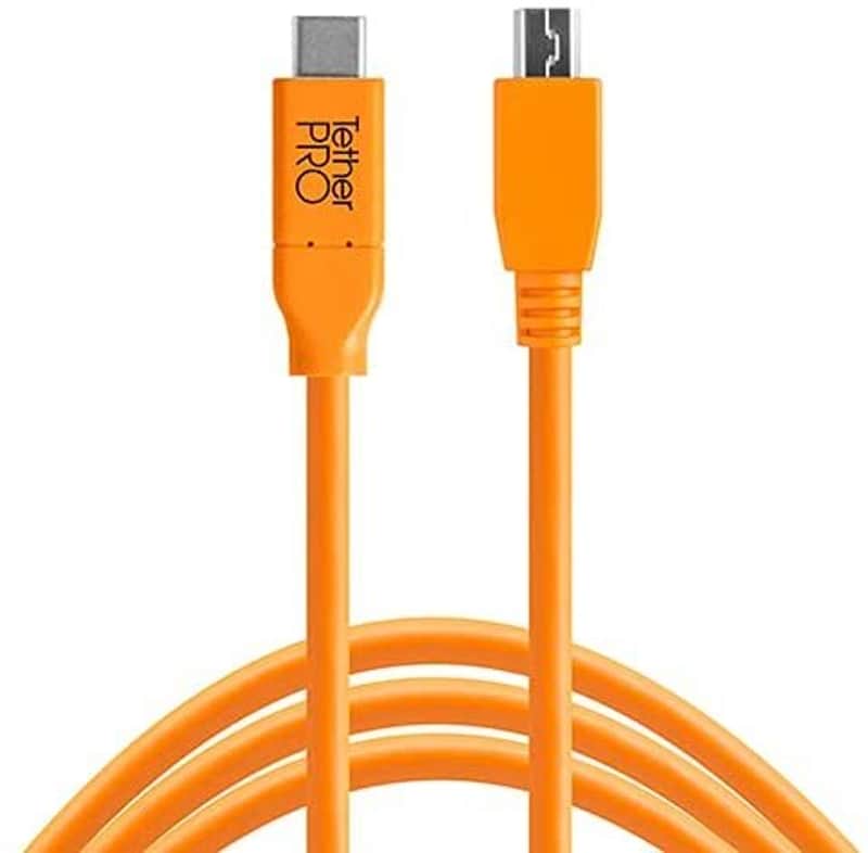 TetherPro USB-C to 2.0 Micro-B 5-Pin, 15' (4.6m) (High Visibility Orange) image 1