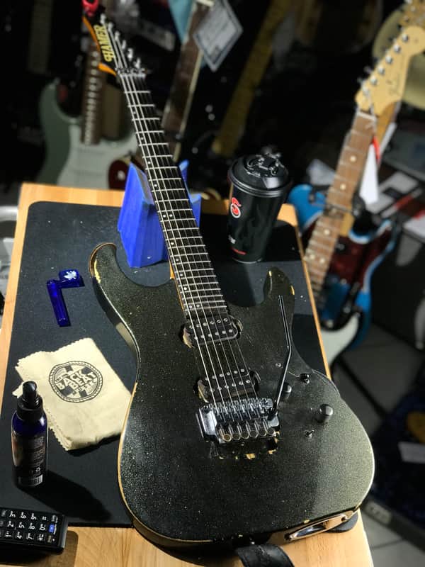 1990 Hamer USA Centaura HH - Offset Pickups - Black/Gold Sparkle - case included image 1