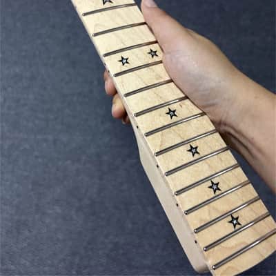 22fret DIY Maple natrual gloss electric guitar neck star inlay replace image 3