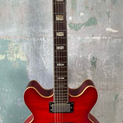Ventura 335 Style Electric Guitar with Hardshell Case 1973-75 - Transparent Flamed Red image 5