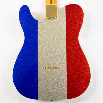 Fender Buck Owens Telecaster Electric Guitar - Red, Silver, and Blue Sparkle image 9