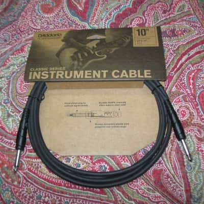 TWO new in package D'Addario Classic Series Instrument Cable Straight to Straight, 10ft. PW-CGT-10, Black / ultra-pure, oxygen-free copper coaxial conductor with dense spiral shielding in a low capacitance design / Double molded plug design image 15