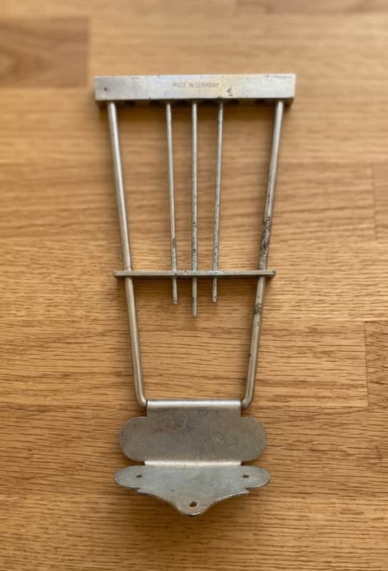 Vintage 1960s German Chrome/Nickel Lyre Trapeze Tailpiece - Fits Höfner, Framus, Hopf, Klira Archtop Guitars image 1
