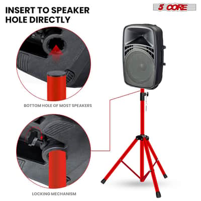 5 Core Speaker Stand Pair Height Adjustable 36" Heavy Duty PA DJ Tripod Studio Monitor Stands image 5