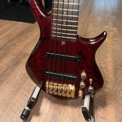 Warrior Custom Build DM 6 String Bass 2000s - Quilted Red image 5