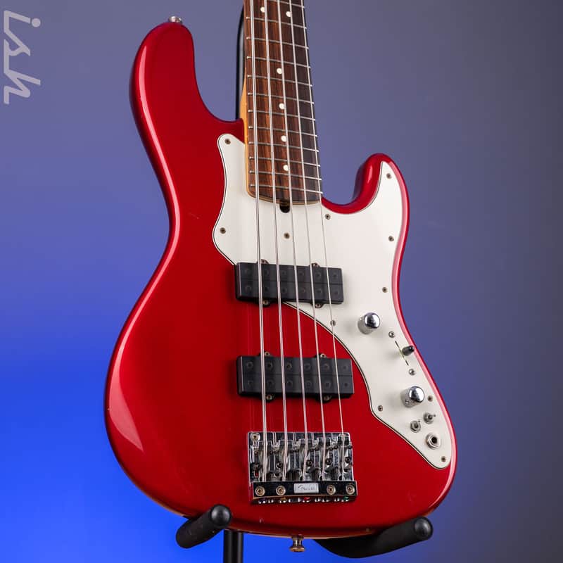 1997 Fender Roscoe Beck V Bass Candy Apple Red image 1