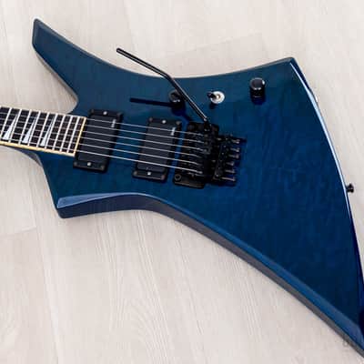 2001 Jackson Stars Japan Pride Kelly J.P. KE/E-230 Trans Blue Quilt Top w/ EMG, Floyd Rose, Case & Tags image 10