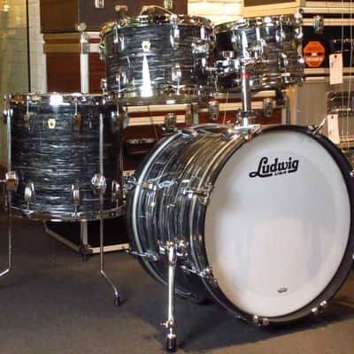 Ludwig Legacy Mahogany & Maple 4-pc Drum Set 20", 10", 12", 14" Vintage Black Oyster image 1