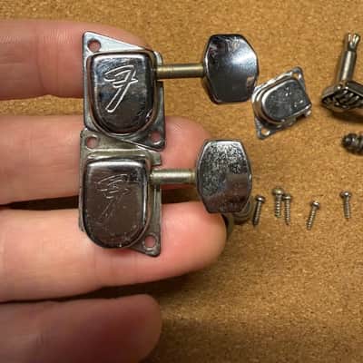 Fender  F Tuners-Tuning Machines- Chrome- Parts + pieces 1967-1974 -Strat Tele image 7