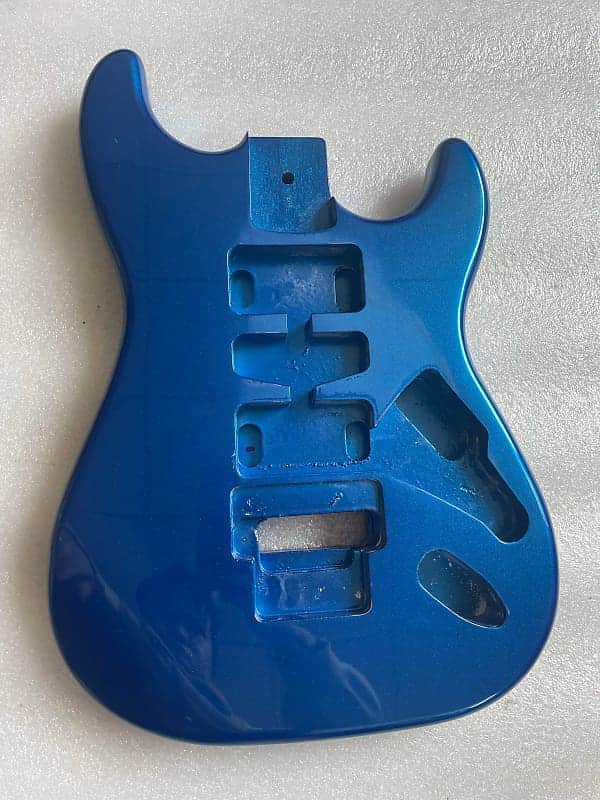 Metallic Blue Strat Stratocaster Style Guitar Body with Double Locking Tremolo image 1