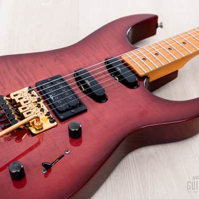 1990 BC Rich Gunslinger NJ Series SSH Flame Top Purple Sunburst w/ Floyd Rose & Case, Japan image 6