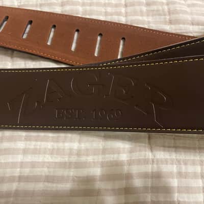 Zager Embossed Padded Dark Brown Leather Guitar Strap image 1