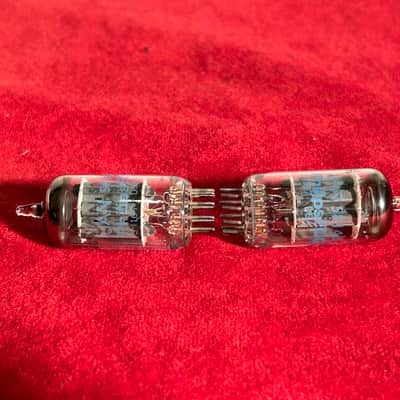 JAN Philips 12AU7 5814-A Matching Pair Vintage Military-Grade Audio Vacuum Tubes 1980s - Clear Glass/Blue Letter image 7