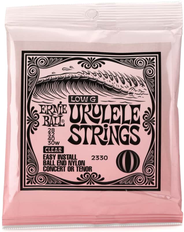 Ernie Ball 2330 Low G Ukulele Strings for Concert/Tenor - Clear Nylon Ball End (5-pack) Bundle image 1