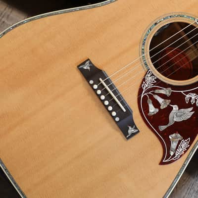 Minty! 2023 Gibson Custom Shop Hummingbird Custom Koa Dreadnought Acoustic Guitar Natural + COA OHSC image 5