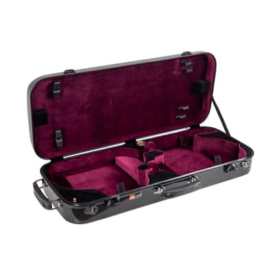 Crossrock Fiberglass Double Case for Two 4/4 Full Size Violins, Backpack Style in Black image 2