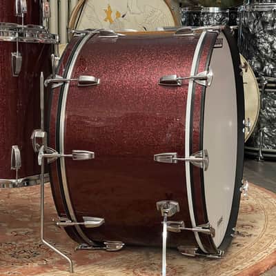 1970's Ludwig 3-Ply Burgundy Sparkle 15x26 13/14/16/18/26 Drum Kit Re-Wrap image 7