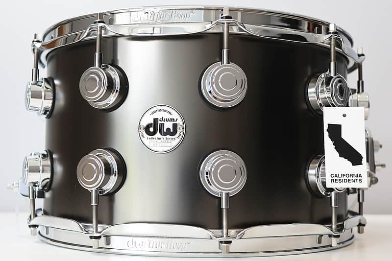 DW Collectors Satin Black Over Brass 8" x 14" Snare Drum w/ VIDEO! image 1