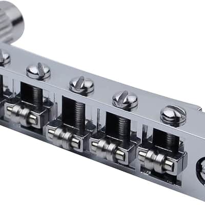 Guitar Tune-O-Matic Roller Saddle Bridge Replacement Part Compatible with Gibson Les Paul LP SG Style 6 String Electric Guitar - GM005, Chrome image 2