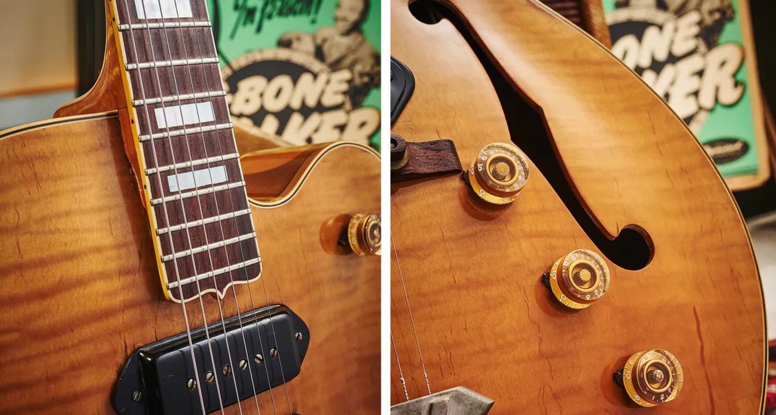 close ups of T-Bone Walker's 1949 Gibson ES-5N