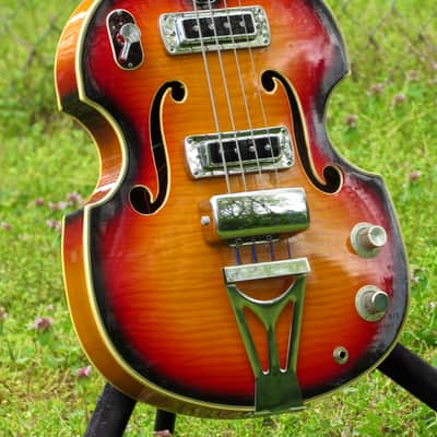 ~Space Bass~ 1967 Silvertone 1496 / Tesco EB-210 Hollowbody Violin Bass - Vintage Japan MIJ Beatle image 2