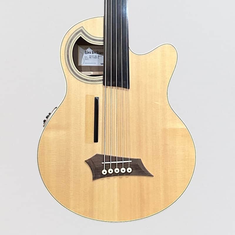 Warwick RockBass Alien Deluxe Thinline Hybrid 5 String Fretless Acoustic Electric Bass Guitar - Natural image 1