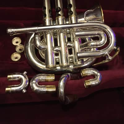 Ultra Rare  Silver with Gold Accents 1971 Holton c-150 Pocket Cornet/Trumpet image 9