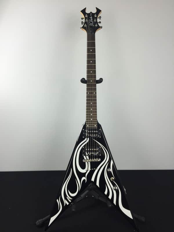 BC Rich Metal Master Kerry King V Electric Guitar Black with White image 1