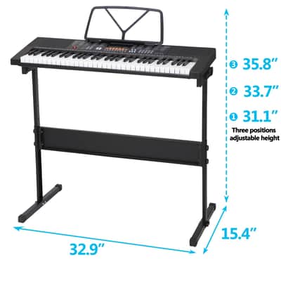 61-Key Portable Digital Keyboard Piano Kit w/ Stand, Stool, Headphones & Mic – Beginner Bundle image 3