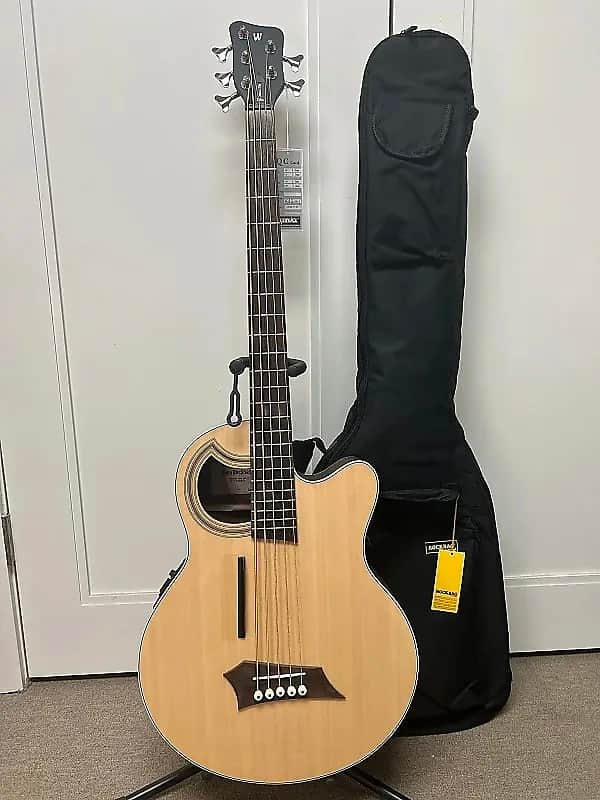 Warwick Rockbass Alien Deluxe 5 String Acoustic Electric Bass - Natural image 1