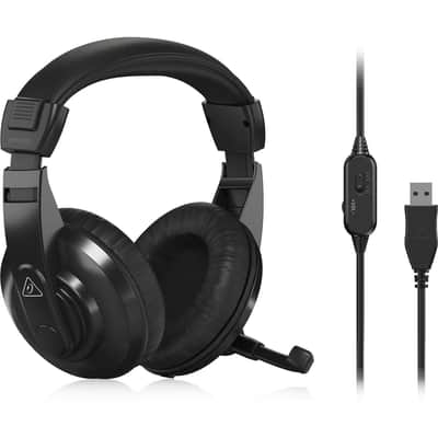 Behringer HPM1100U Closed-Back Multi-Purpose USB Stereo Headset WITH TURNSTILE DESKTOP HEADPHONE STAND image 3