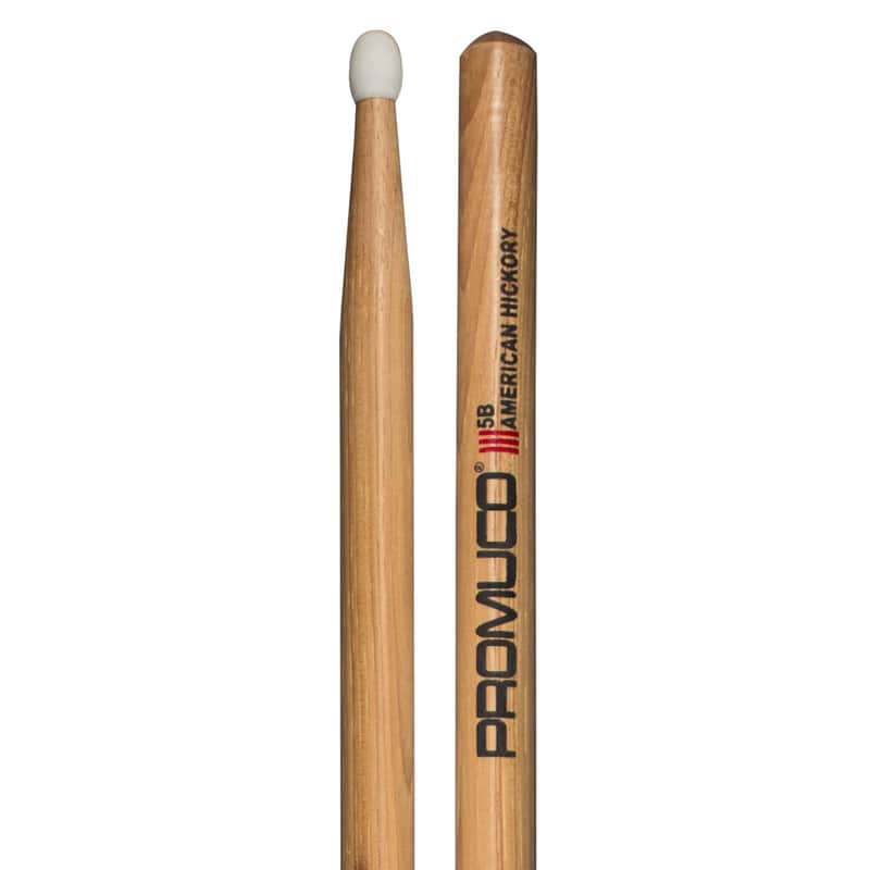 Promuco 5B Hickory Nylon Tip Drumsticks image 1
