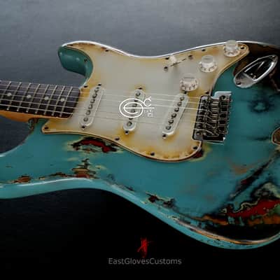 Fender Stratocaster 60th  Anniversary Daphne Blue Heavy Aged Relic by East Gloves Customs image 9