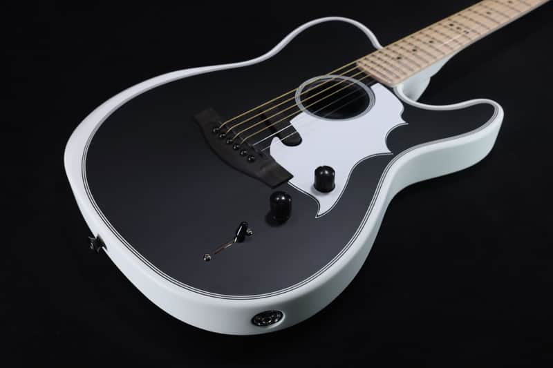 Fender Jack White Triplesonic Acoustasonic Telecaster with Case Maple Fingerboard White Pickguard Satin Arctic White with Black Top 237 image 1