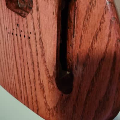 Unbranded Tele style Solid Ash, chambered with a 1/4" Oak top, Clear coat over stain Clear coat over stain image 4