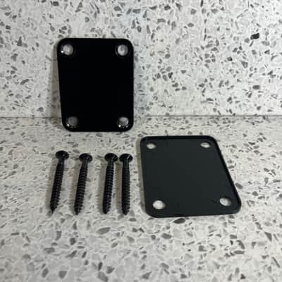Electric Bass Guitar Metal Neck Plate - Black - With Gasket And Screws - New image 3