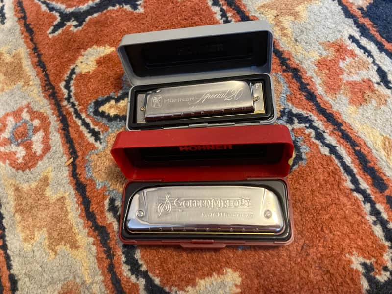 Hohner Harmonica (2) Golden Melody F Special 20 F EXC in Box Ship Free Tomorrow image 1