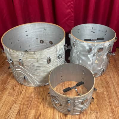 1960s Gretsch Progressive Jazz Drum Set Silver (White) Satin Flame 20/12/14 image 25