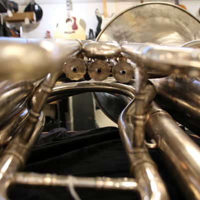 1960's Besson 3 Valve Vintage Bb Tuba 17" Bell Silver "50 Medals of Honor" image 4