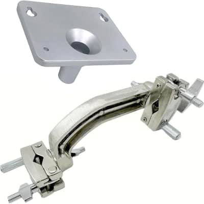 Dual Drum Tilting Accessory Clamp with Electronic Module Mounting Plate Metal Electronic Drum Module Mount Holder for Electronic Controller Multi-Pad Drum Pads Drum Set Cymbal Stand image 3