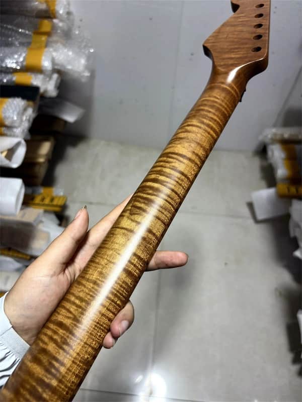AAAA lock nut 24Fret Roasted Flame Maple Electric guitar Neck replace matte image 1