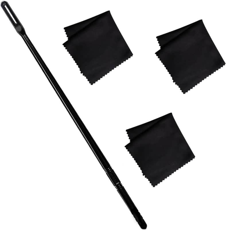Flute Cleaning Rod with 3pcs Flute Cleaning Cloth, Flute Cleaning Kit, Flute Cleaning Rod and Flute Cleaning Cloth, Cleaning Swabs Flute Cleaning Cloth, Flute Cleaning Cloth (Black) image 1