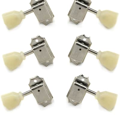 Gibson Accessories Vintage Les Paul Tuning Machine Set - Nickel with Pearloid Buttons image 1