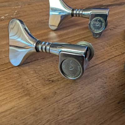 Schaller Bass Guitar Tuning Pegs Vintage Mid 1970s Nickel 2 Pegs Good 2 For Parts image 5