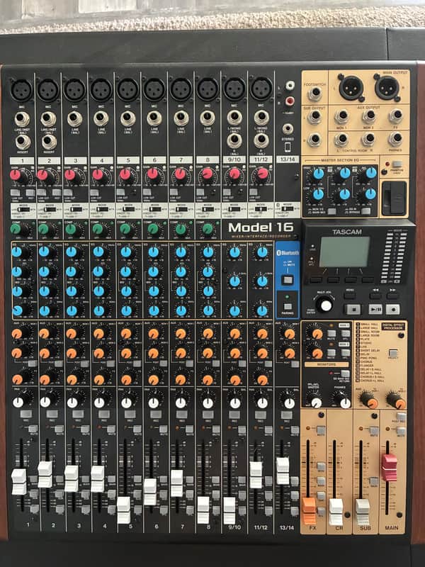 TASCAM Model 16 Multitrack Recorder / Mixer / Audio Interface 2019 - Present - Black with Wood Cheeks image 1