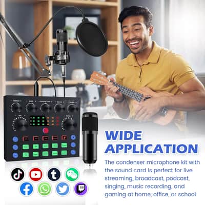 All-in-One Streaming & Recording Kit — BM800 Condenser Microphone + V8S Sound Card Bundle image 5