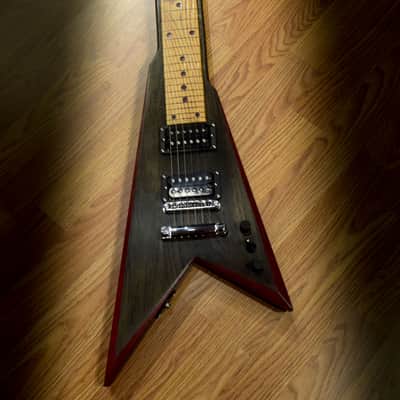 HandMade Lap Steel Guitar - Black / Brown Stain - Red Bevels - Satin Relic Finish - USA Made image 2