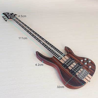 Custom 5 String Electric Bass, Hickory Wood Top Body, Maple Neck Through, 24 Frets image 4